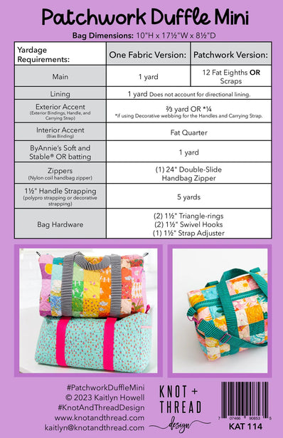 Patchwork Duffle Mini Pattern {Paper}