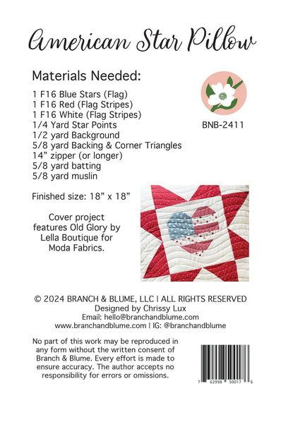 American Star Pillow Pattern {Paper}