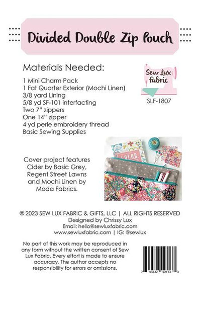 Divided Double Zip Pouch Pattern {Paper}