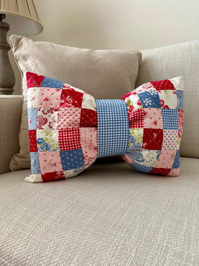 Red, White & Blue Patchwork Bow Pillow Kit