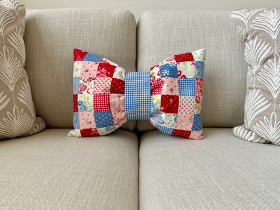 Red, White & Blue Patchwork Bow Pillow Kit