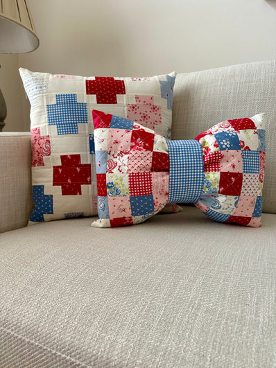 Red, White & Blue Patchwork Bow Pillow Kit