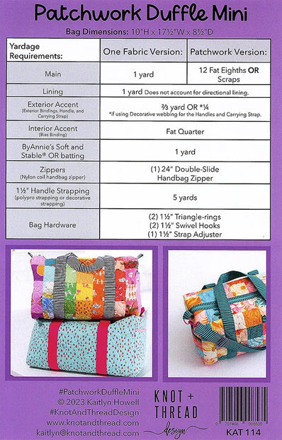 Patchwork Duffle Mini Pattern {Paper}