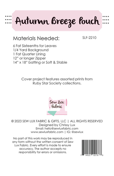 Autumn Breeze Pouch Pattern {Paper}