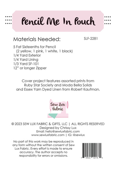 Pencil Me In Pouch Pattern {Paper}