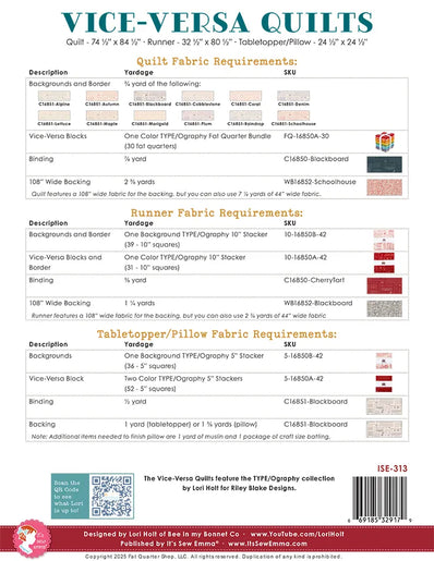 Vice-Versa Quilts Pattern {Paper}